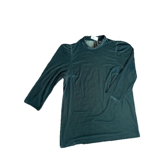 NWT Gap Women's‎ XXL Green Puff Sleeve Mockneck Velvet Mini Dress Long Sleeve - Picture 1 of 8